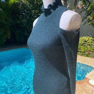 Rebecca Taylor Womens Metallic Cold Shoulder Top